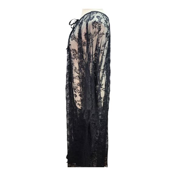 Lace Maxi Cover-Up Women Boho Sheer Batwing Sleeve Fringe Kimono Sexy Festival C - Picture 2 of 11